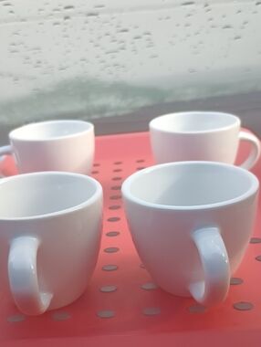 White Ceramic  Espresso Coffee Cup Set - 4-Pack